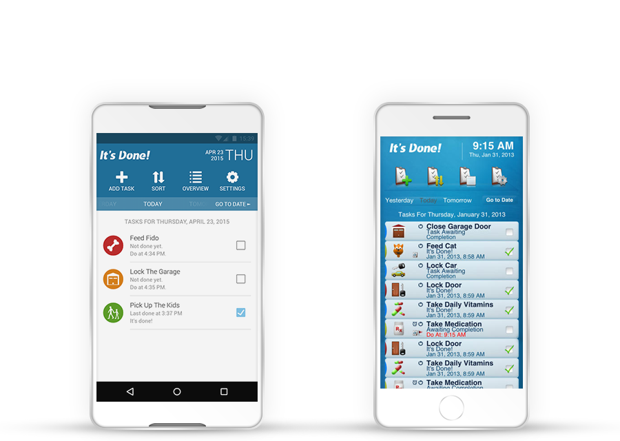 It's Done! is a smartphone app for Android and iOS devices.